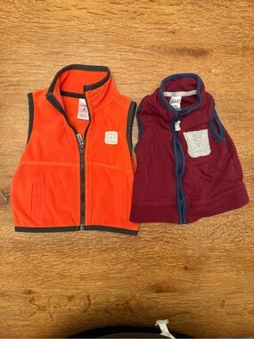 Carter's Bright Orange Fleece Vest with Dark Trim